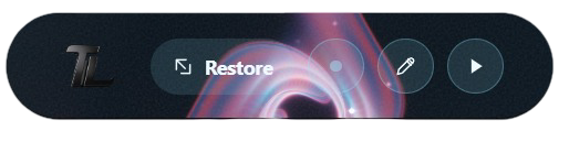 Trade Lens floating desktop widget with Restore and session controls